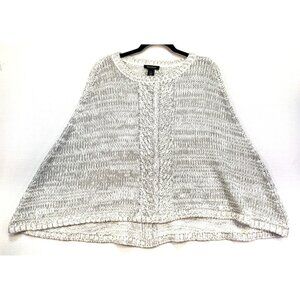 White House Black Market Womens Knit Poncho Sweater Small Metallic